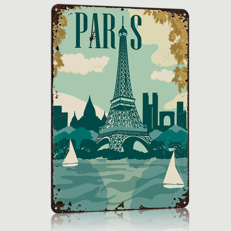 Retro Gaming Paris - Парижский постер: Винтажные металлические таблички на