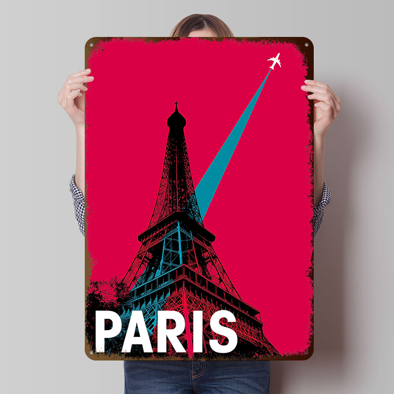 Retro Gaming Paris - Париж Эйфелева башня, дорожный металлический плакат,